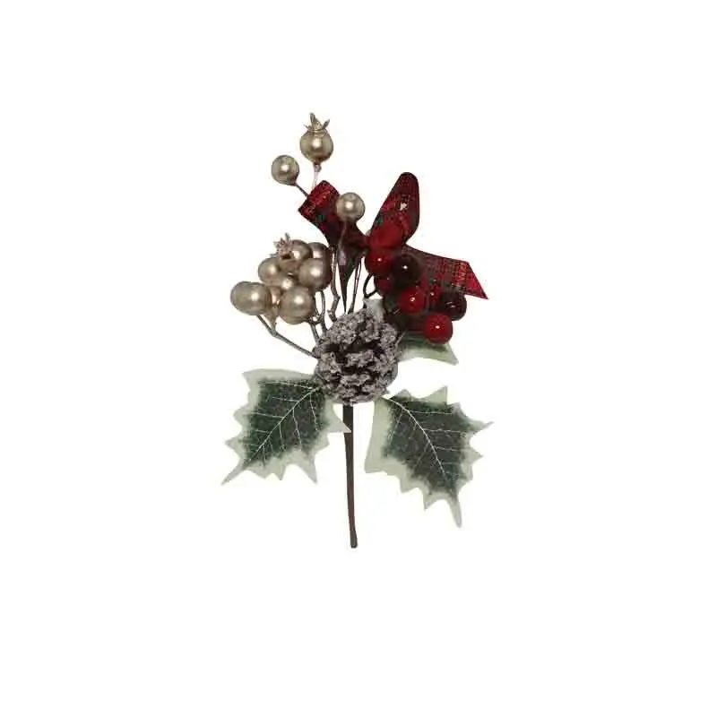 rametto pick con bacche rosse e decorazioni 22 cm 4196