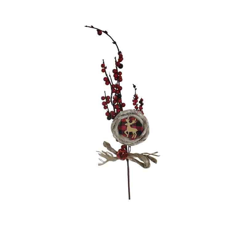 rametto pick con bacche rosse e decorazioni 41 cm 3960