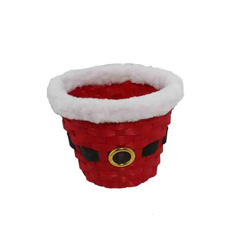 cestino tondo rosso con bordo peluche 16 x 13 cm 6275