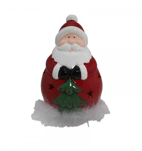 babbo natale in terracotta luminoso 14 x 13 x 20 cm 9029