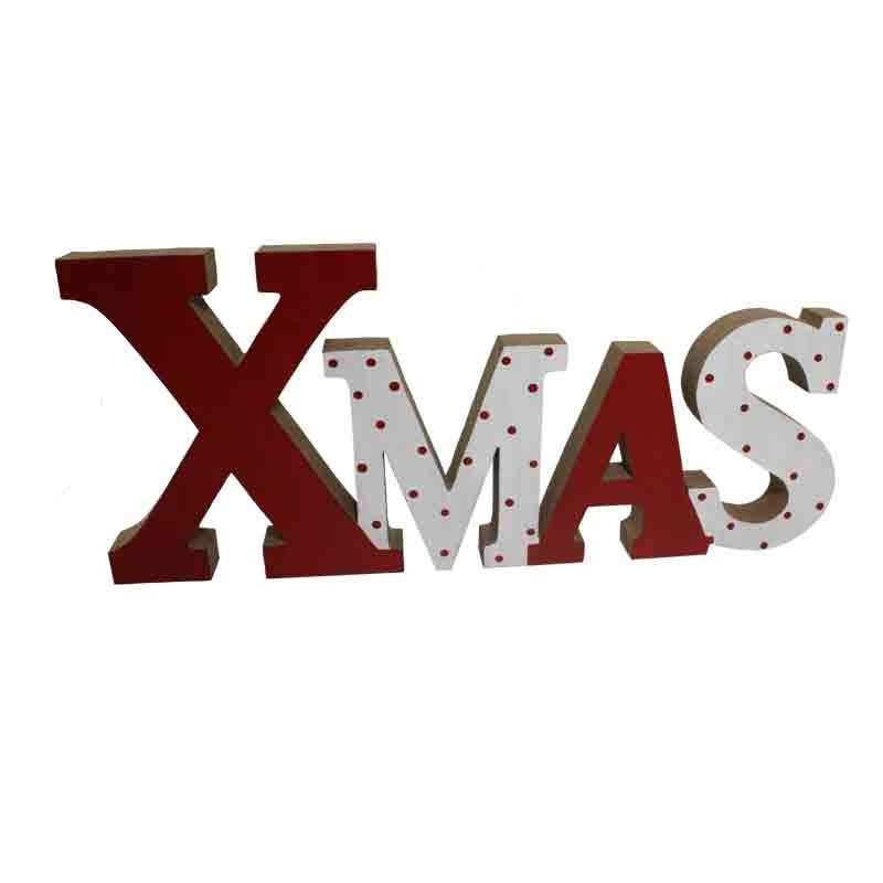 scritta decorativa legno natalizia xmas 40 X 15 cm 4524