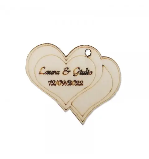 Cuore segnaposto personalizzabile in legno - 20 pz