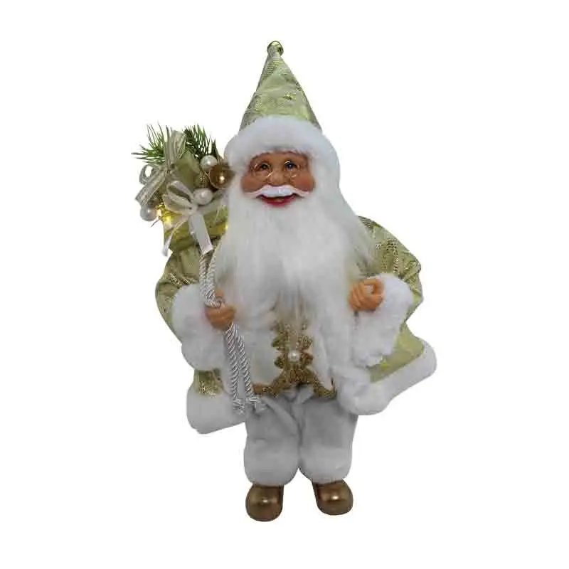 babbo natale alzato con luce decorazioni oro 40 cm 90122