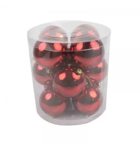 confezione da 12 palline natalizie lucide rosso diametro 8 cm 91266