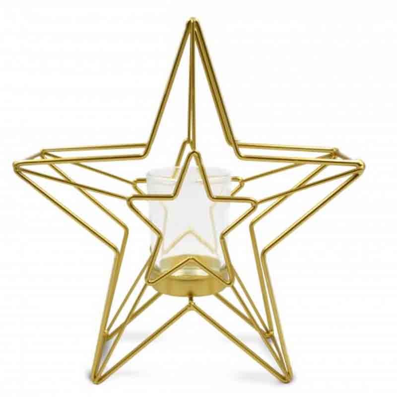 stella oro con portacandela 20 x 22 cm XD211081