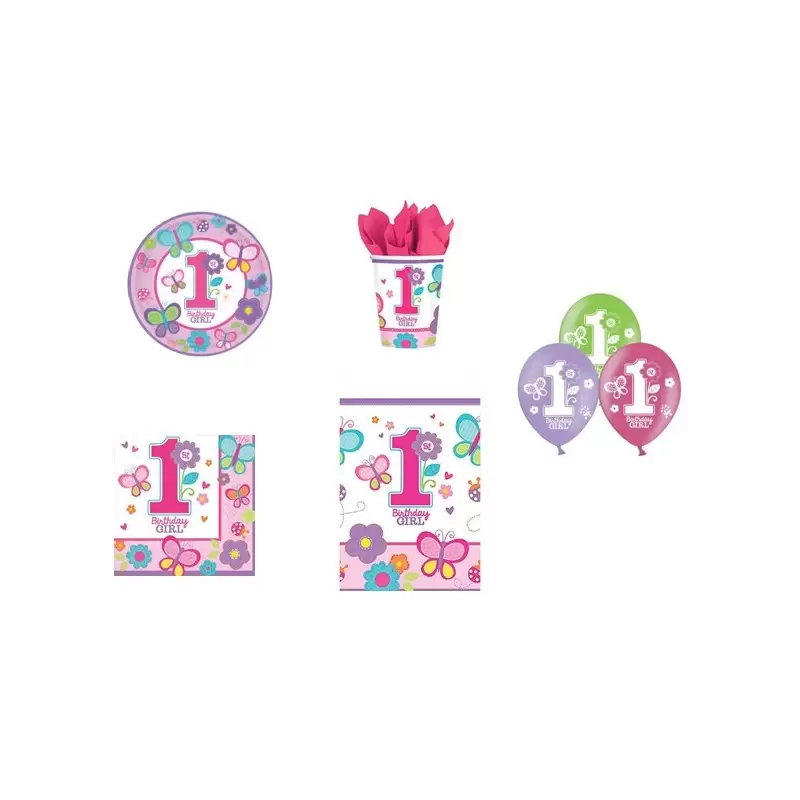 KIT N 8 1 ANNO BIRTHDAY GIRL NEW COORDINATO TAVOLA PRIMO COMPLEANNO BAMBINA 