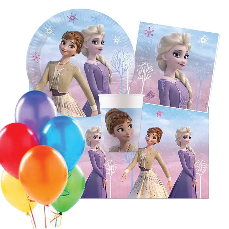 COORDINATO FROZEN NORTHEN COMPLEANNO KIT N 4 BAMBINA PALLONCINI PARTY