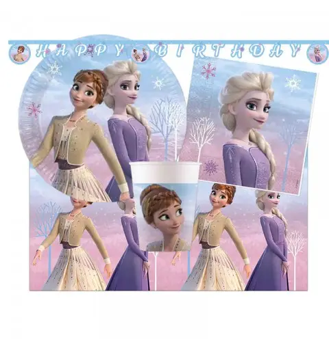 COORDINATO FROZEN NORTHEN COMPLEANNO BAMBINA KIT N 13  ADDOBBI GHIRLANDA