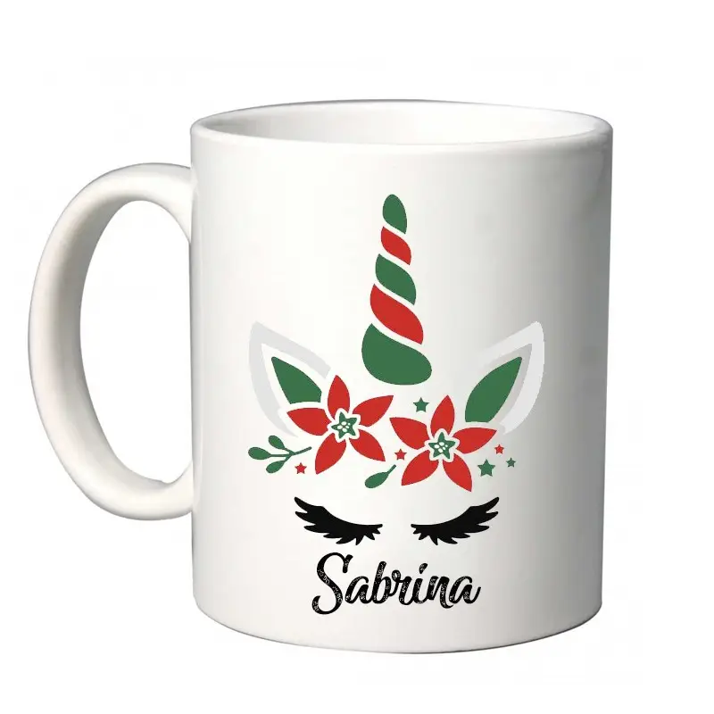 Tazza Natalizia Unicorno personalizzabile con nome