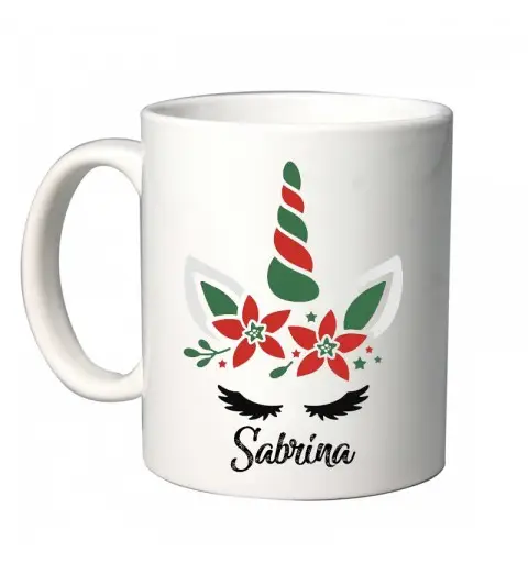 Tazza Natalizia Unicorno personalizzabile con nome