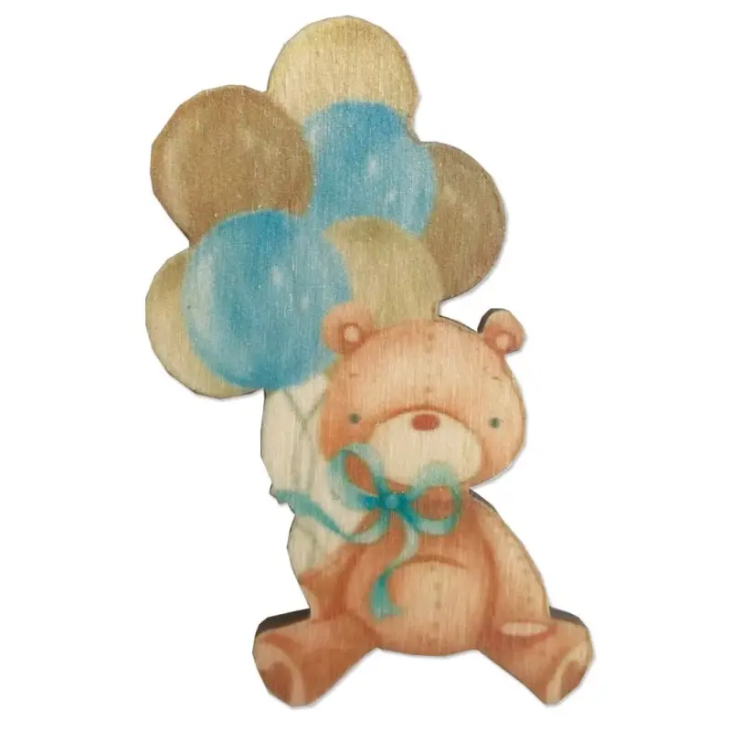 Decorazione in legno orsetto con palloncini