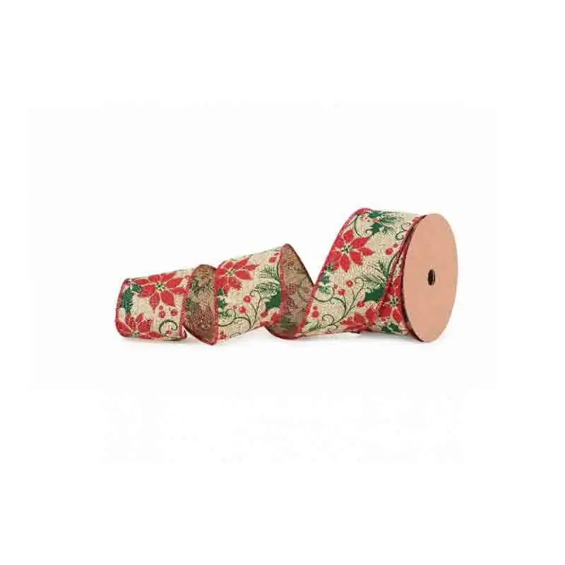 Nastro stella di natale holly 63 mm x 10 metri