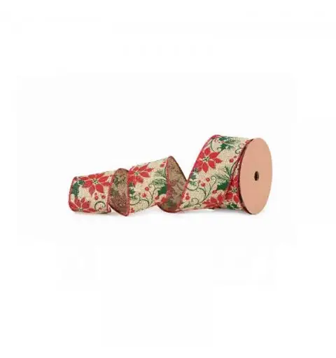 Nastro stella di natale holly 63 mm x 10 metri