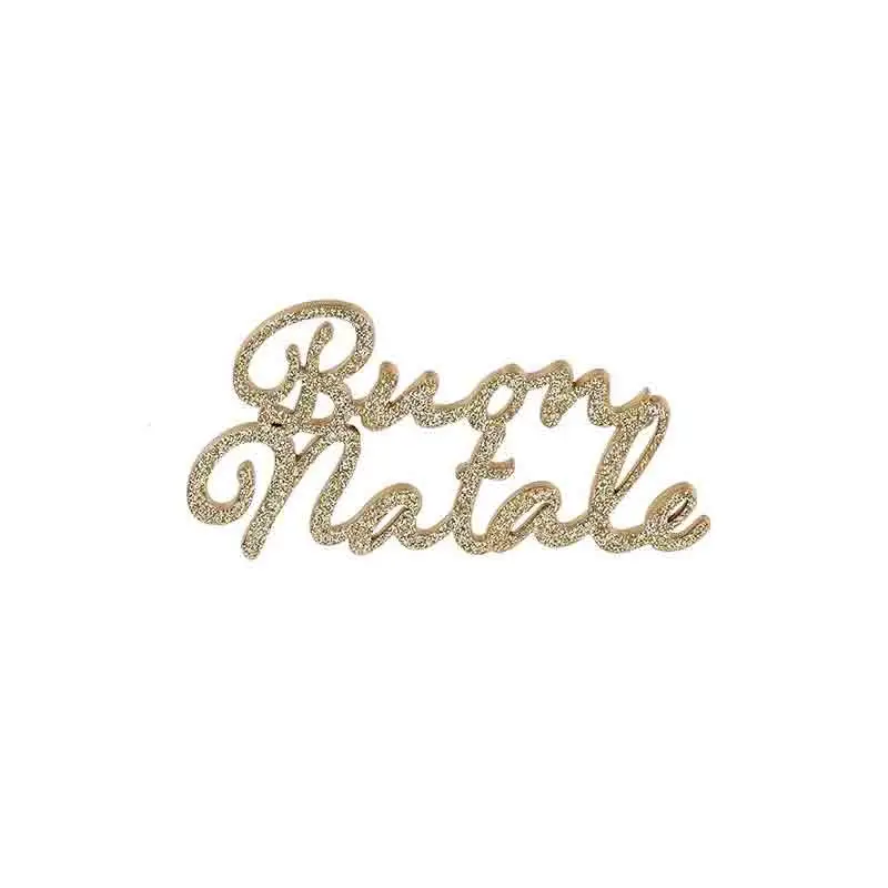 decorazione scritta buon natale glitterata oro 110 x h 50 mm 24617