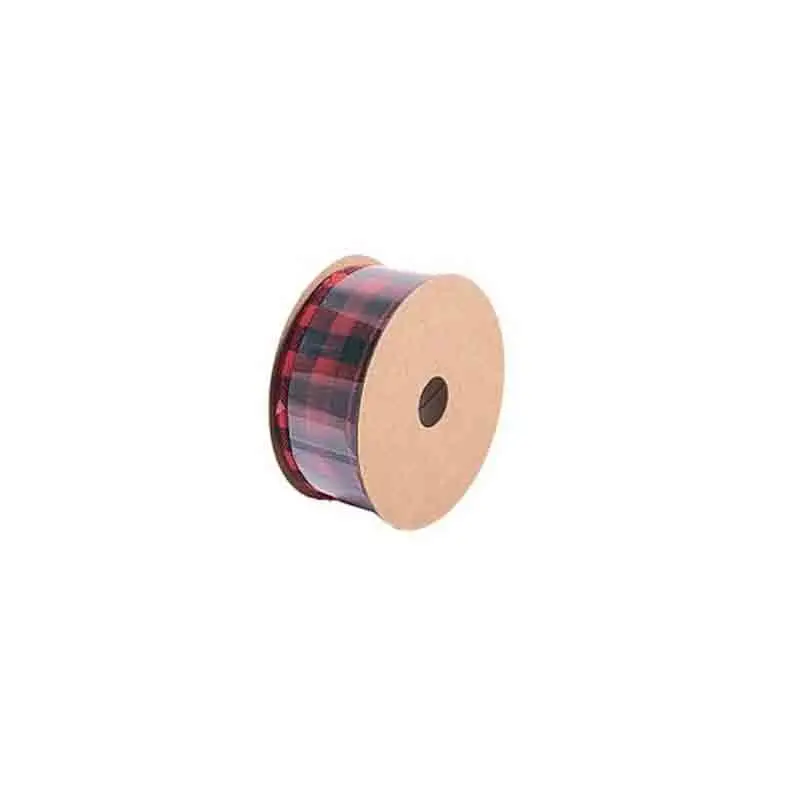 Nastro tessuto nero e rosso quadratini 38 mm x 10 metri PY-22610