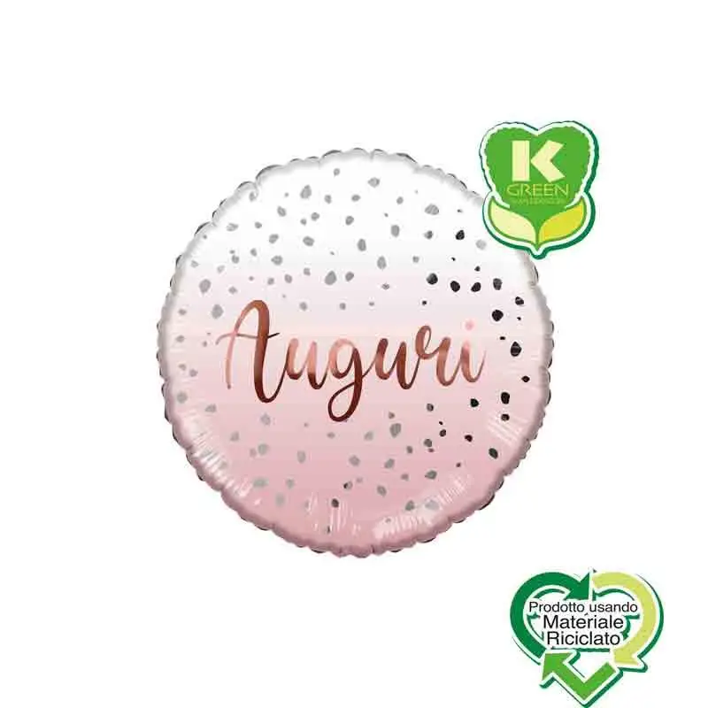 Palloncino foil Auguri Rosa con Drops Tondo K-Green 18 43 cm 6742648-01