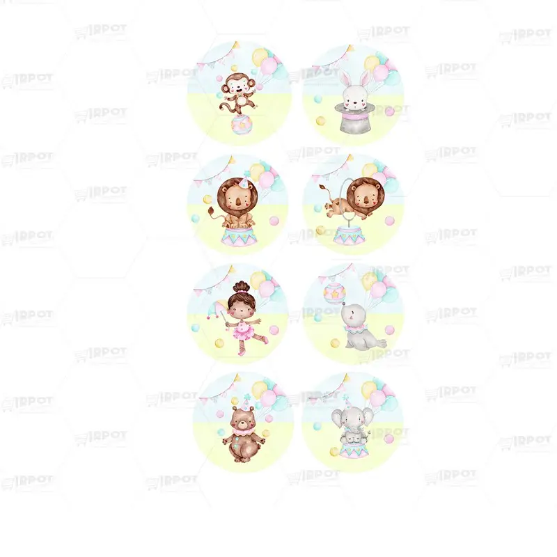 Adesivo Tondo Pastel Circus - Circo Pastello 3,5cm - 1pz