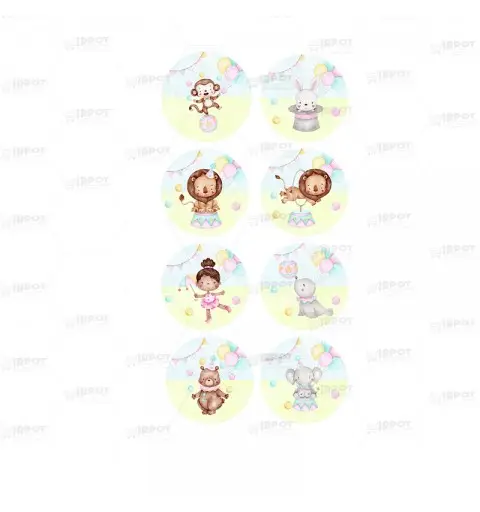 Adesivo Tondo Pastel Circus - Circo Pastello 3,5cm - 1pz