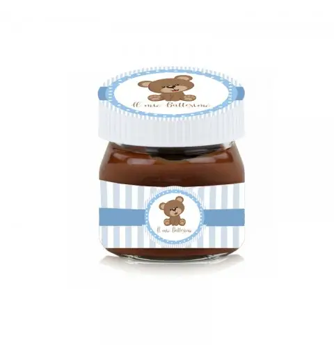 Mini Nutella Orsetto Celeste per Battesimo - 1 pz