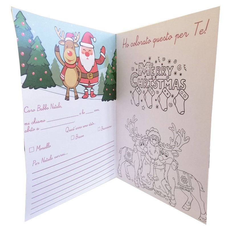 Letterina per Babbo Natale da colorare con pastelli - 1pz