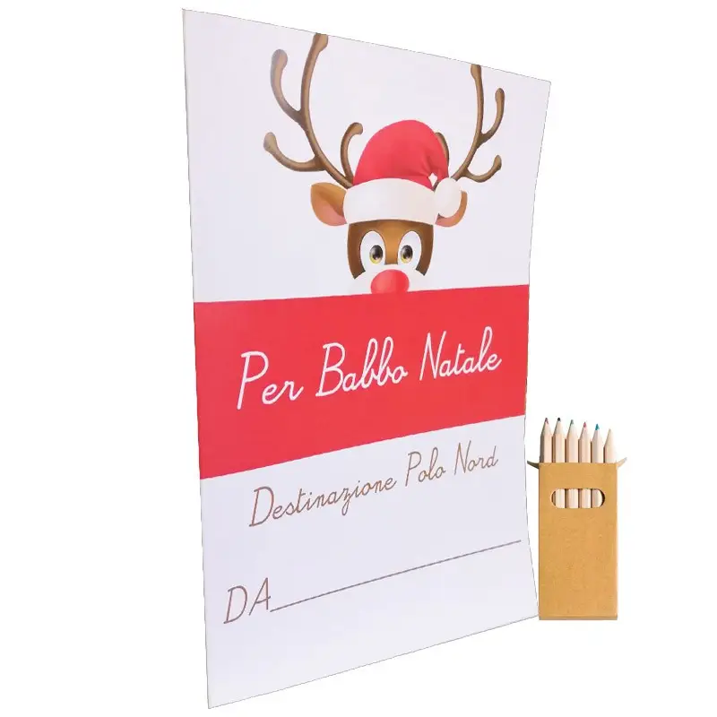 Letterina per Babbo Natale da colorare con pastelli - 1pz