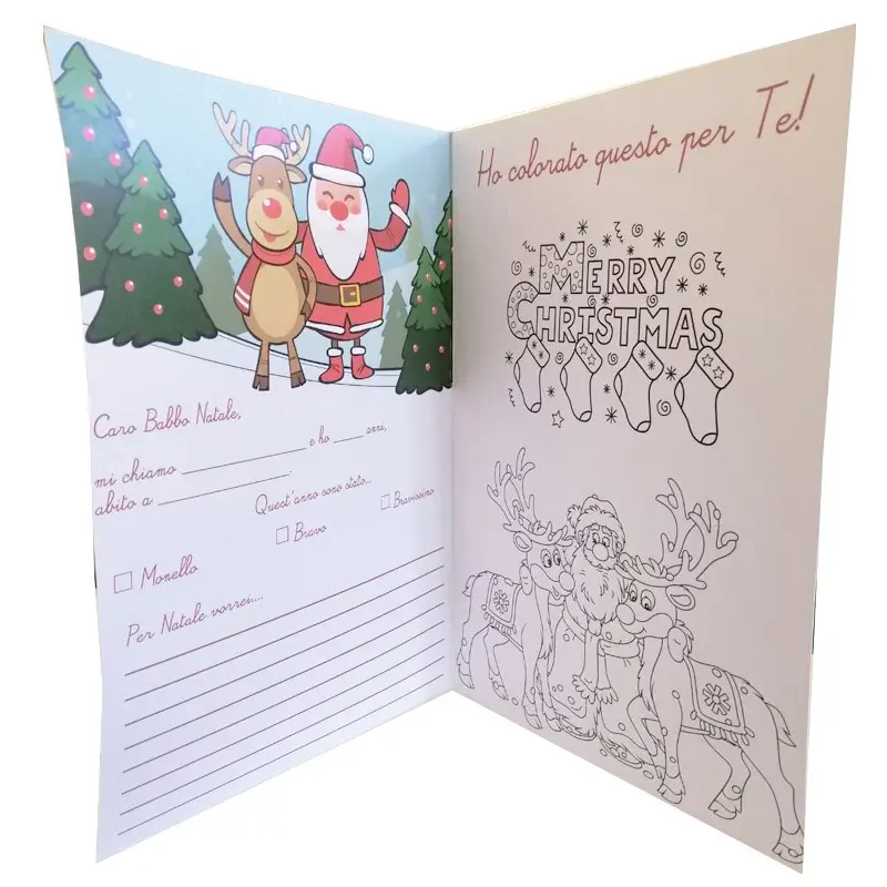Letterina per Babbo Natale da colorare con pastelli - 5pz
