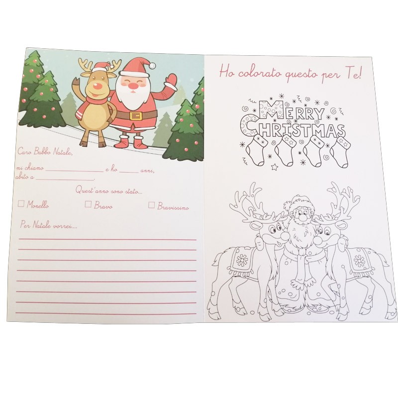Letterina per Babbo Natale da colorare con pastelli - 5pz