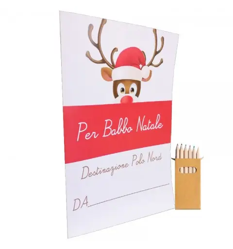 Letterina per Babbo Natale da colorare con pastelli - 5pz