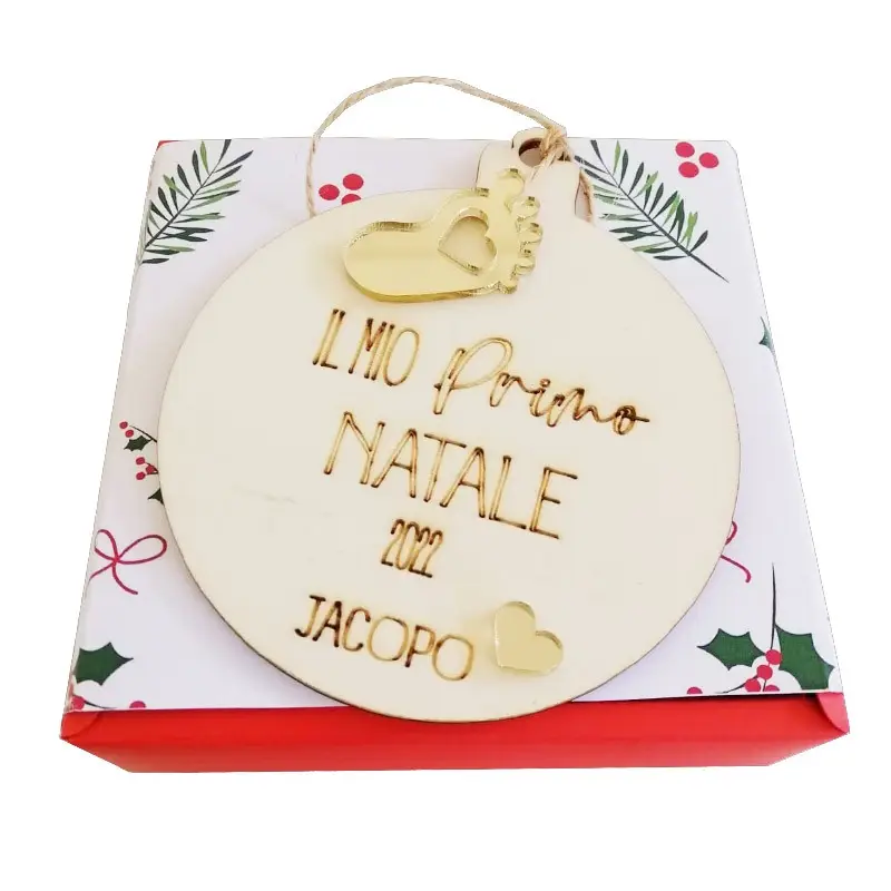 Pallina Il Mio Primo Natale in legno e plexiglass - Personalizzabile