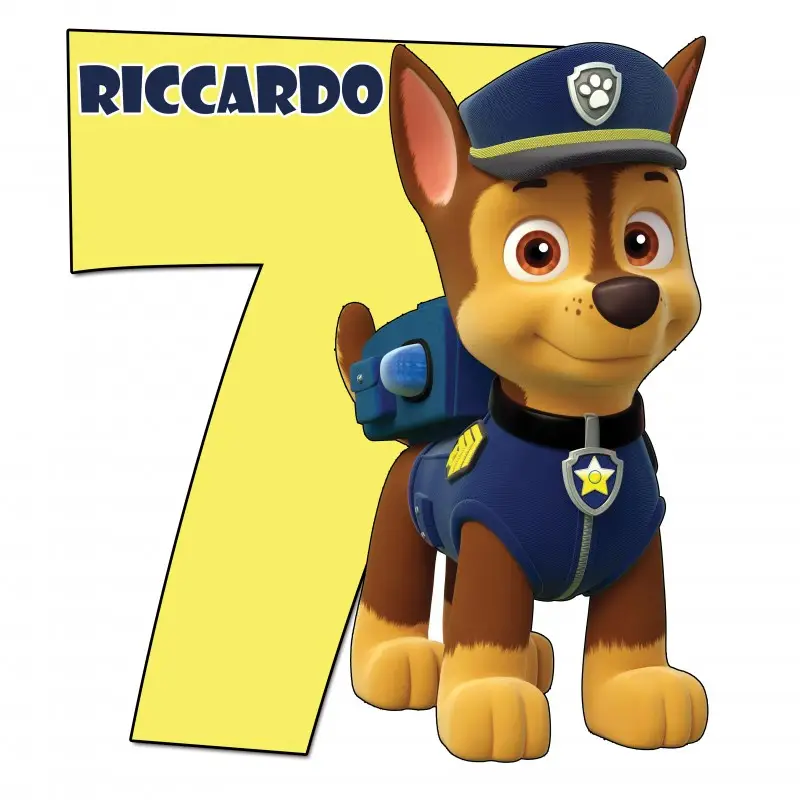Chase Paw Patrol Sagoma Centrotavola numero in polistirolo Personalizzabile