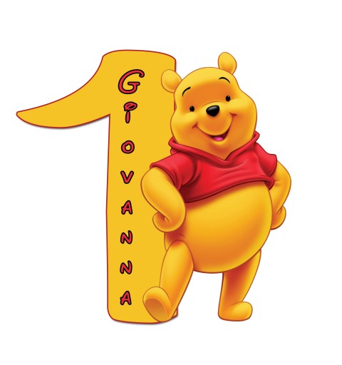 Winnie the Pooh Sagoma numero in polistirolo Personalizzabile