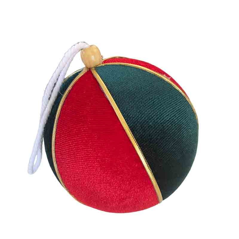 4 Palline natalizie sfere in velluto rosso e bverde 10 cm 137988