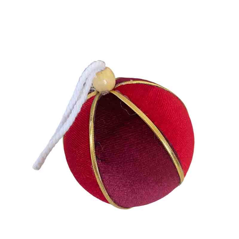 6 Palline natalizie sfere in velluto rosso e bordeaux 8 cm 137926