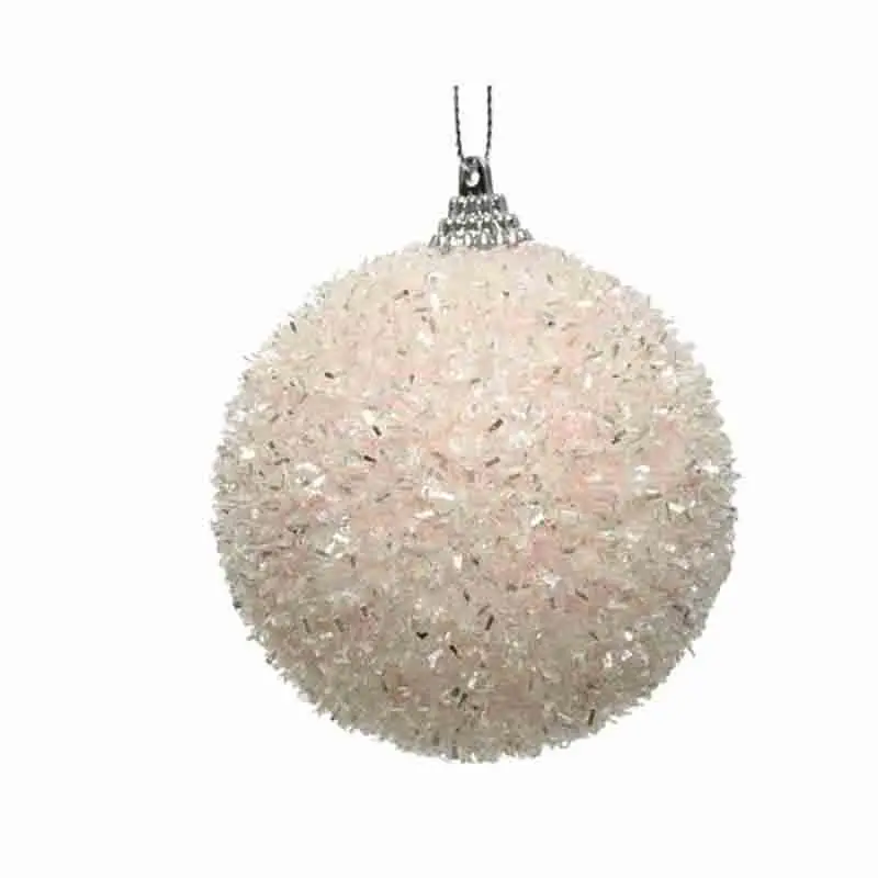 Pallina natalizia cipria con glitter 10 cm dia. 457824