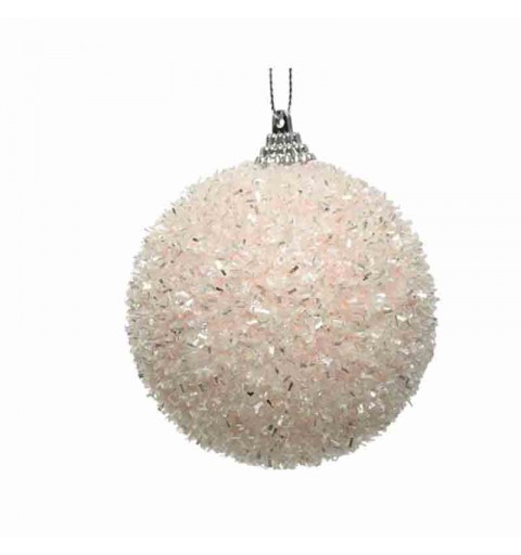 Pallina natalizia cipria con glitter 10 cm dia. 457824