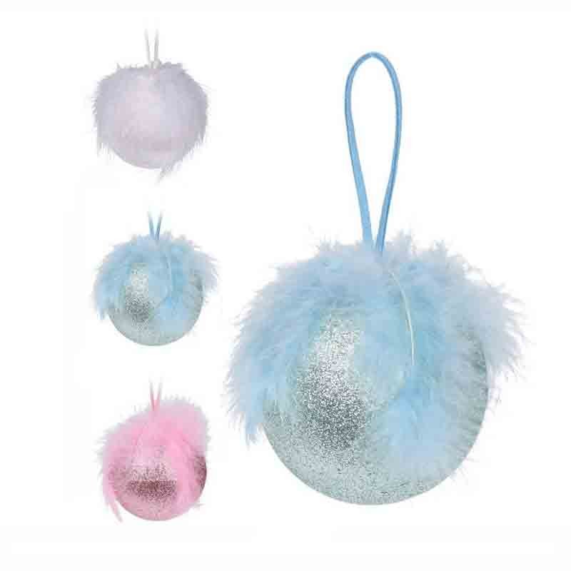 Pallina natalizia con piume colori assortiti e casuali 10 cm 675836