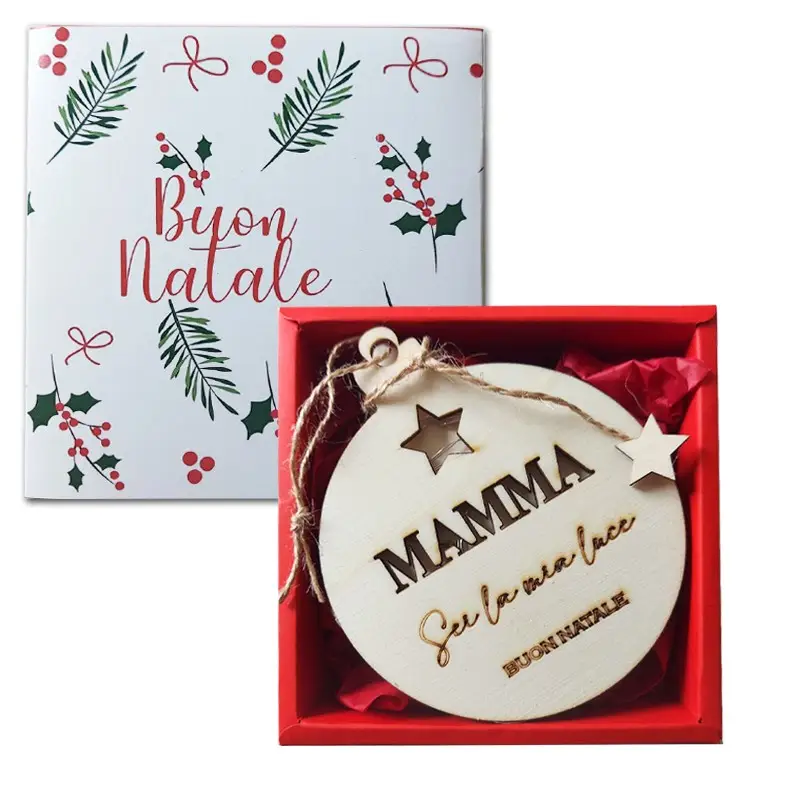 Pallina Natalizia di Legno Luminosa - " Mamma sei la mia luce "