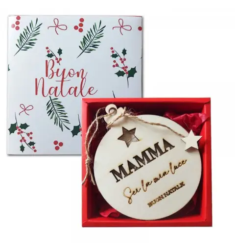 Pallina Natalizia di Legno Luminosa - " Mamma sei la mia luce "