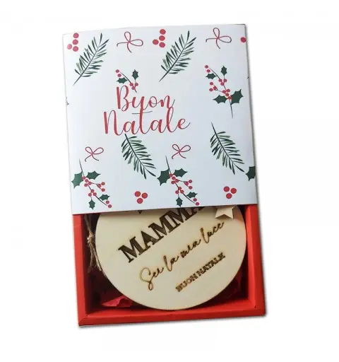 Pallina Natalizia di Legno Luminosa - " Mamma sei la mia luce "