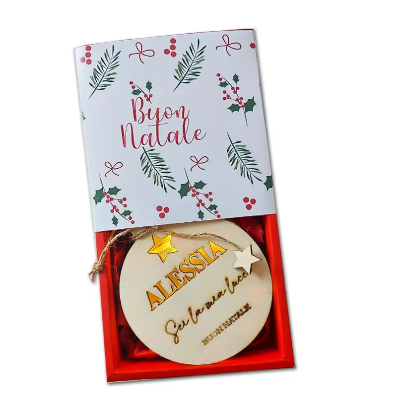 Pallina Natalizia di Legno Luminosa Personalizzabile