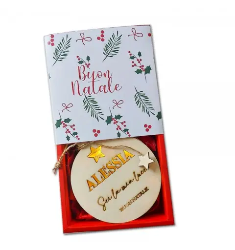 Pallina Natalizia di Legno Luminosa Personalizzabile