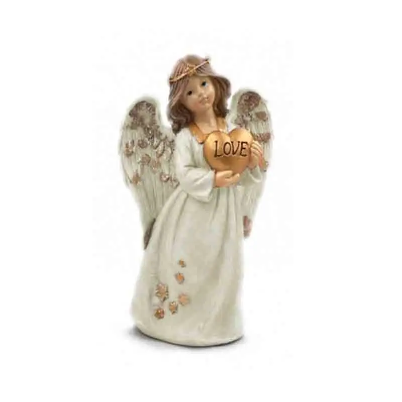 Angelo in resina con cuore e luce 40 cm 719161