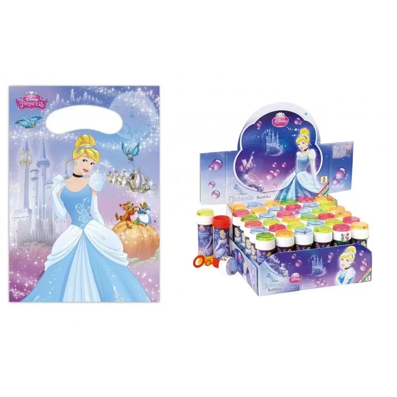 SET REGALINI COMPLEANNO MINNIE 12 BUSTINE + 36 BOLLE SAPONE 