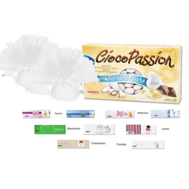 CIOCOPASSION LATTE BIANCHI + 50 BIGLIETTINI + 50 VELI