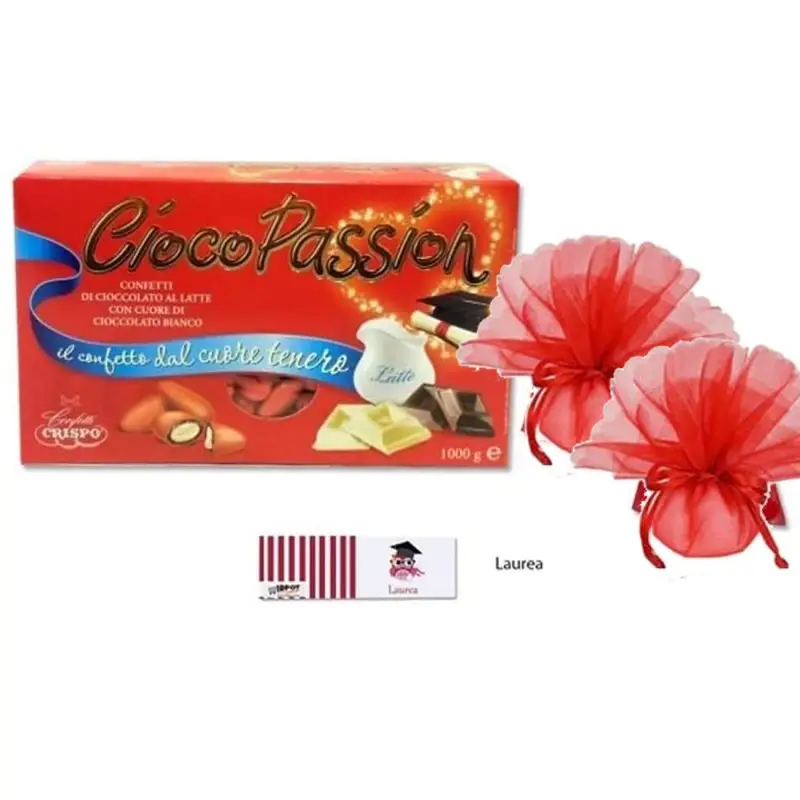 CONFETTI CIOCOPASSION ROSSI + 50 BIGLIETTINI + 50 VELI DI FATA