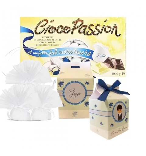 20 SCATOLINE MILK COMUNIONE BAMBINO FLORAL CON CONFETTI CRISPO