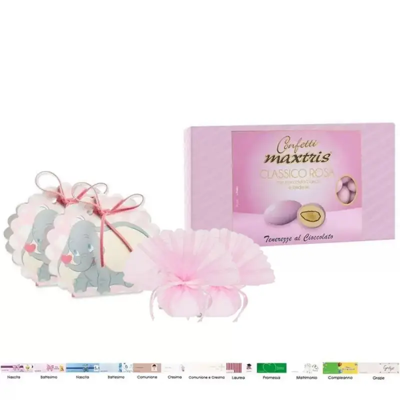 BOMBONIERE DUMBO ROSA VENTAGLIO CON MAXTRIS - 20 PZ