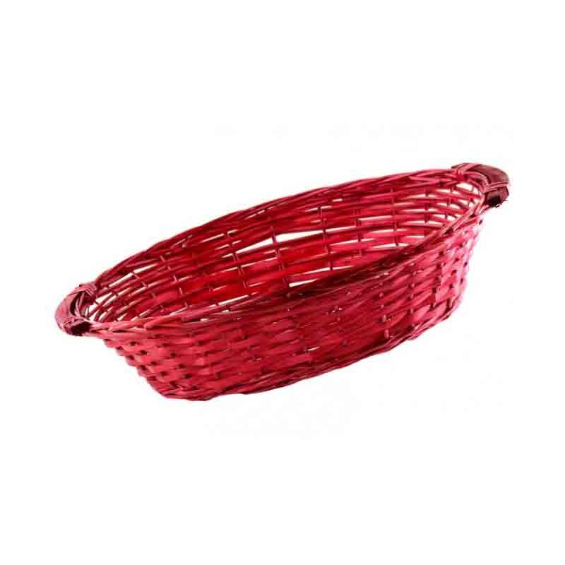 cesto ovale in vimini colore rosso 55 x 44 x 14 cm 90379