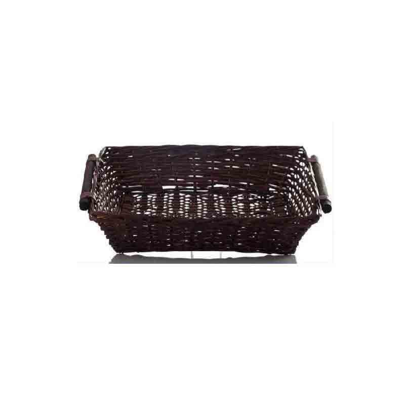 Cesto rettangolare in vimini colore marrone 47 x 34 x 12 cm 90270