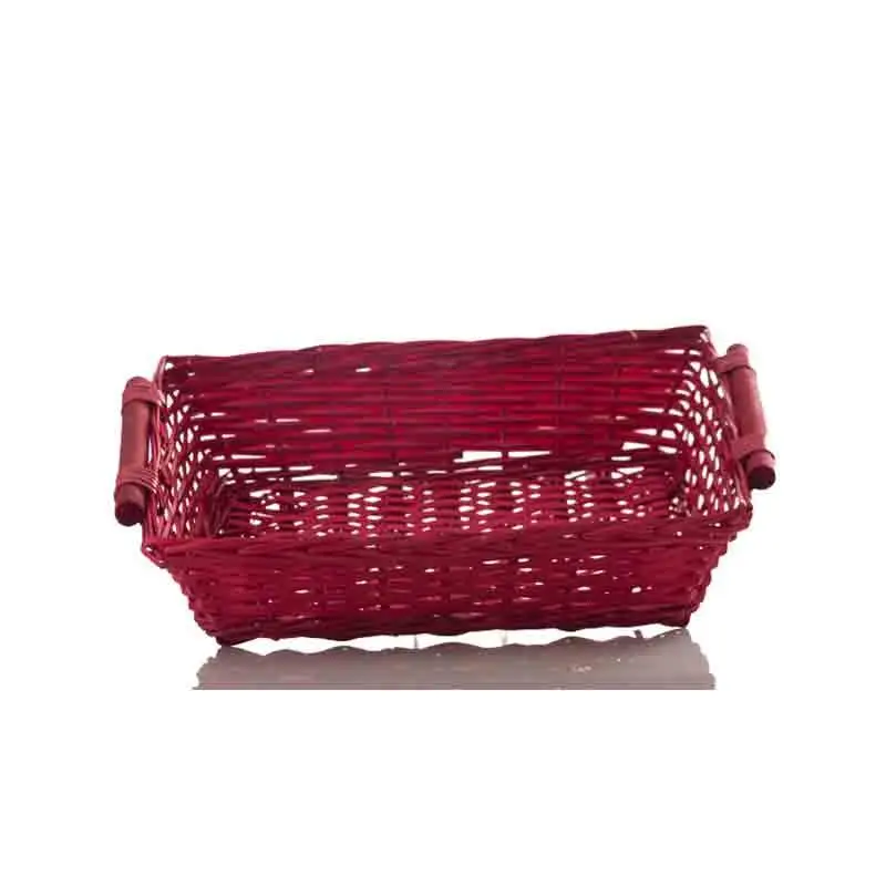 cesto rettangolare in vimini colore rosso 47 x 34 x 12 cm 90294